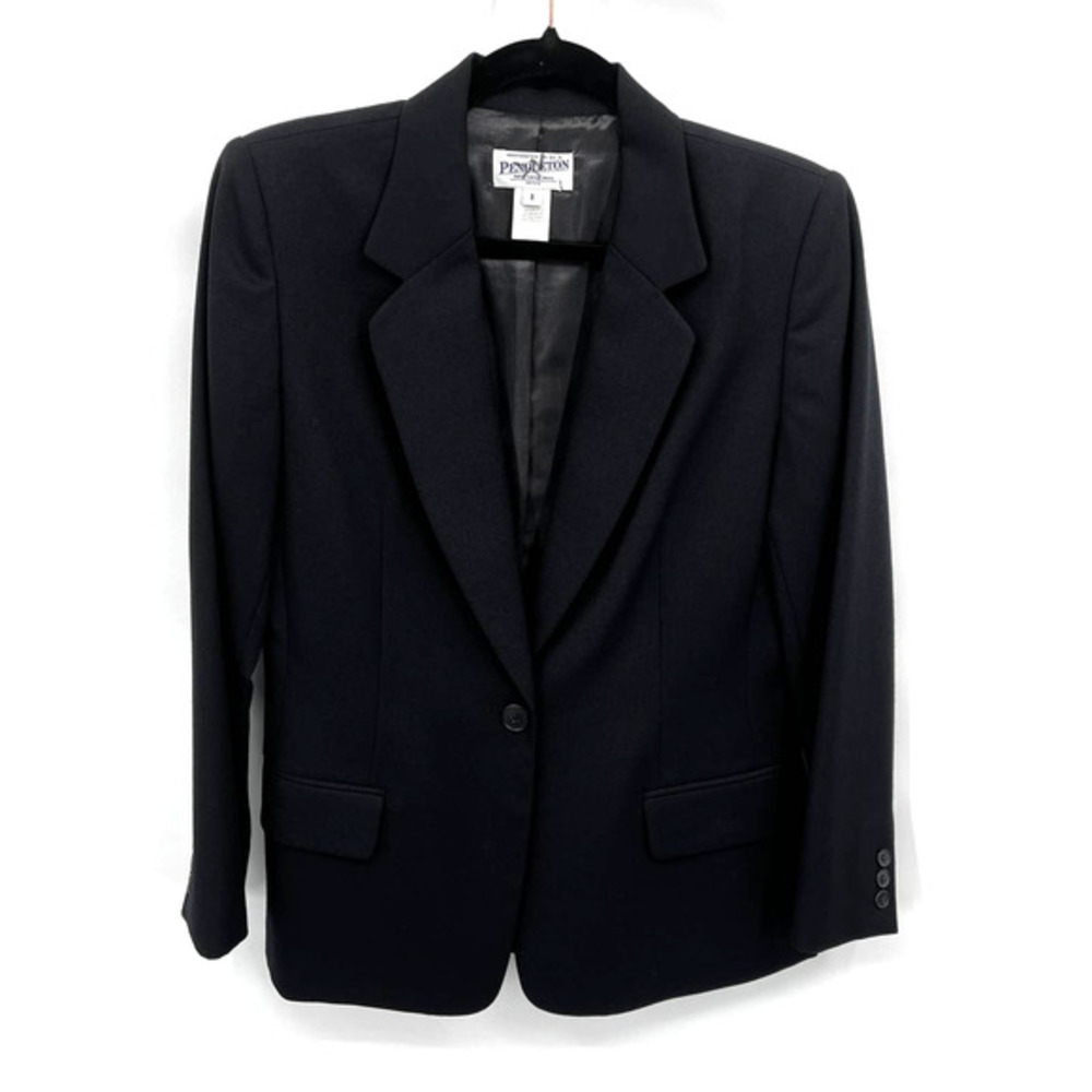 Pendleton 100% Virgin Wool Black Single Button Bl… - image 1